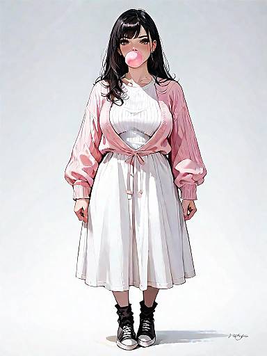 Young Woman Blowing Bubblegum Bubble