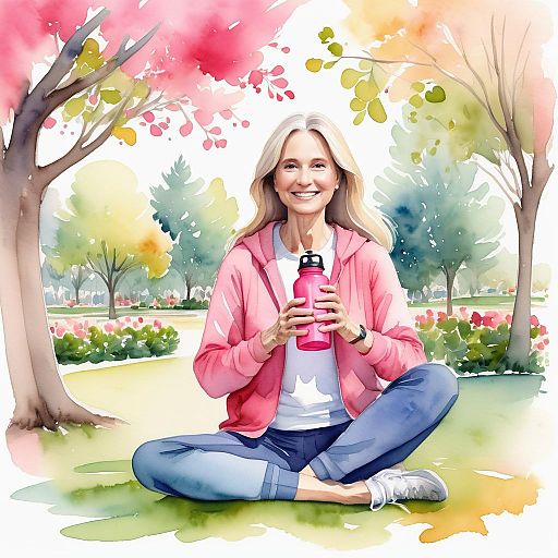 Cheerful Woman in Cozy Park Scene Cheerful Woman in Cozy Park Scene