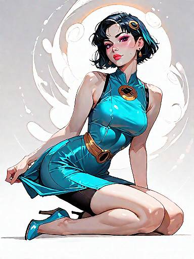 Stylish Woman in Blue Bodycon Dress