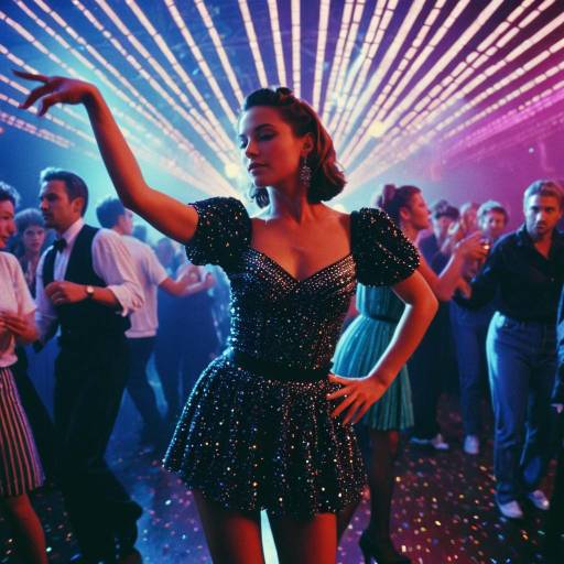Glamorous 1990s Female Dancer in Neon-lit Club