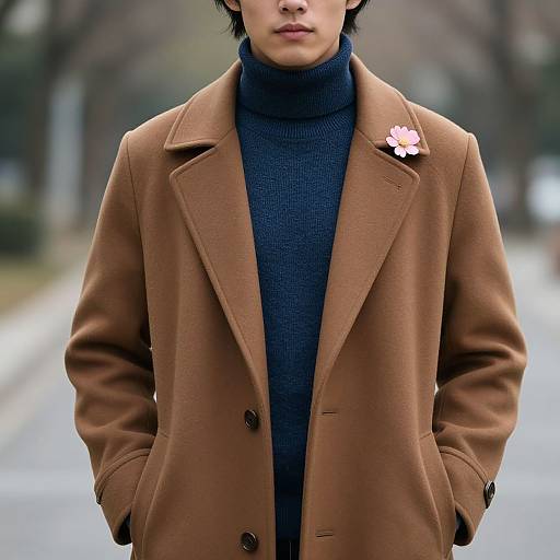 Winter Casual Man in Brown Coat
