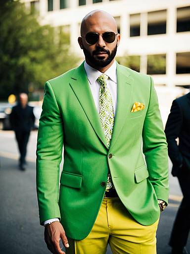 Man in Lime Green Suit and Yellow Pants