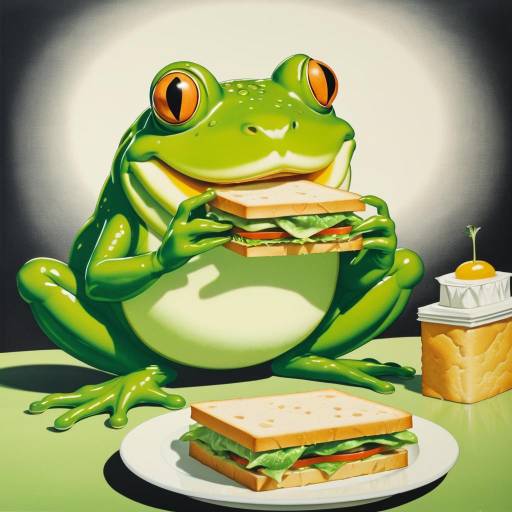 Anthropomorphic Frog Enjoying a Sandwich