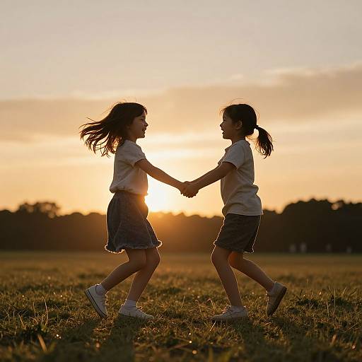 Twilight Children Holding Hands
