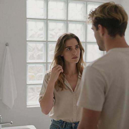 Intense Bathroom Encounter between Two Figures