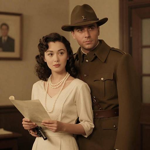 Sepia Vintage Noir Couple Movie Still