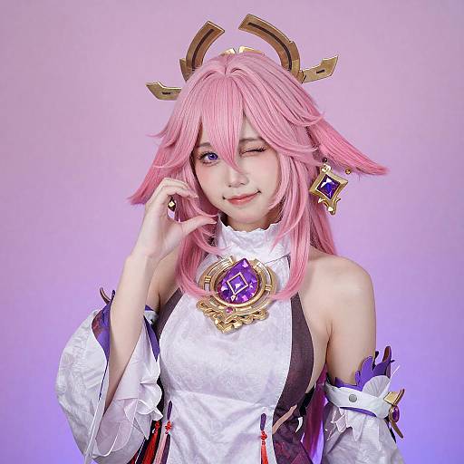 Pink-Haired Fantasy Cosplayer Portrait