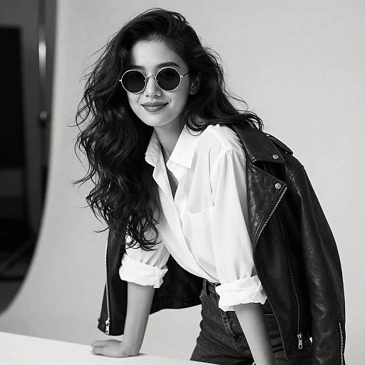 Chic Black-and-White Stylish Woman