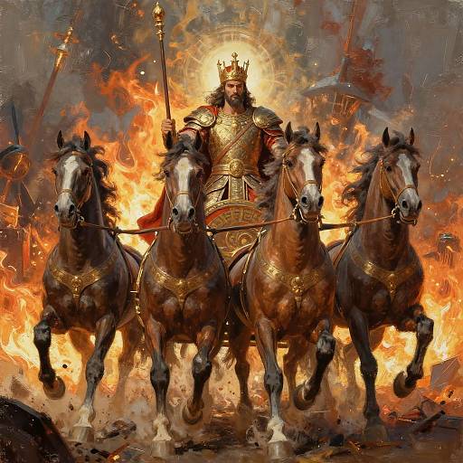 God-King Darius on Fiery Chariot