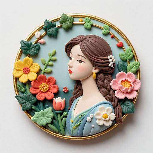 Ultrarealistic Floral Clay Brooch