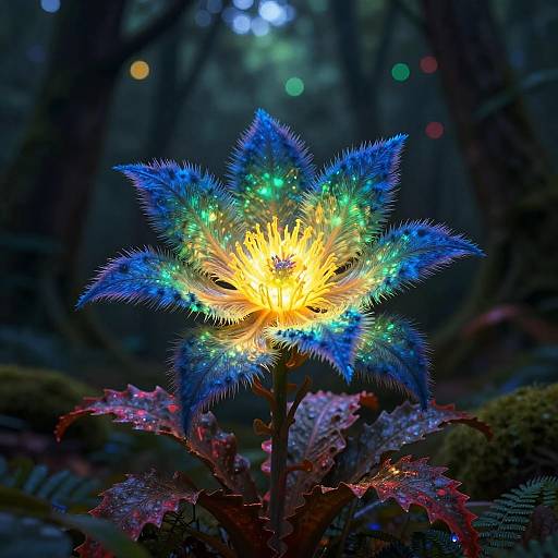 Glowing Fantastical Flower in Forest