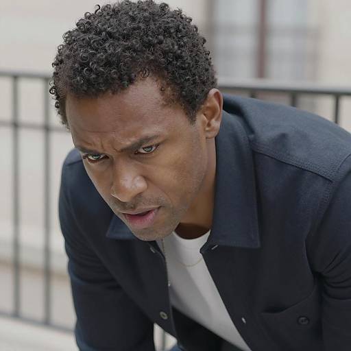 Focused Man Leaning Forward