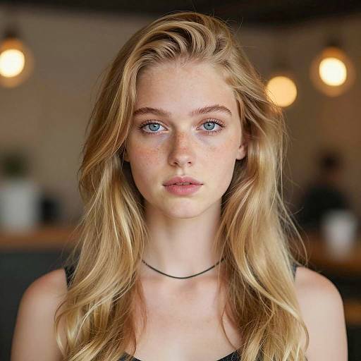 Portrait of Young Woman with Bokeh Lights