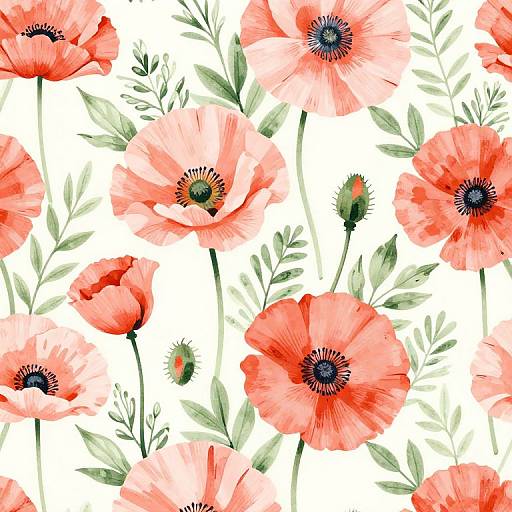 Vibrant Hand-Painted Floral Fabric Design