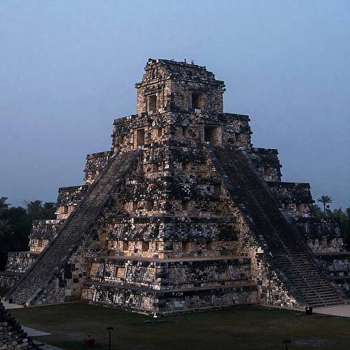 Mayan Temple Pyramid at Twilight
