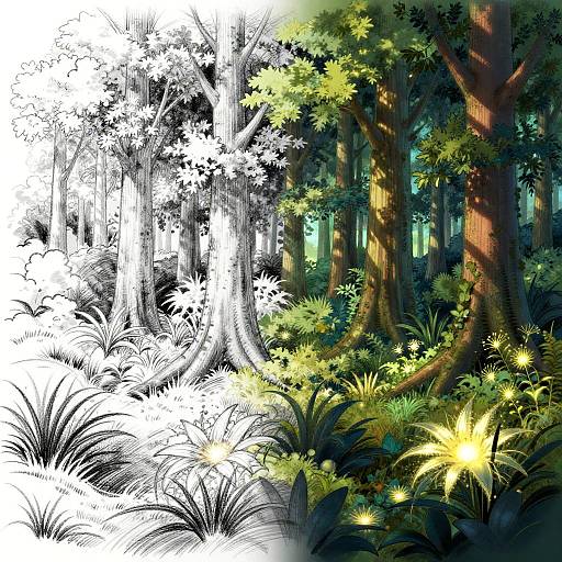 Charcoal Sketch to AI Forest Art