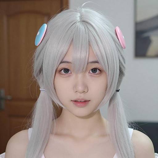 Young Person with Silver-White Hair
