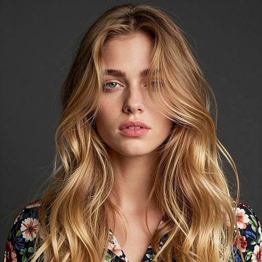 Mysterious Woman with Wavy Hair Portrait