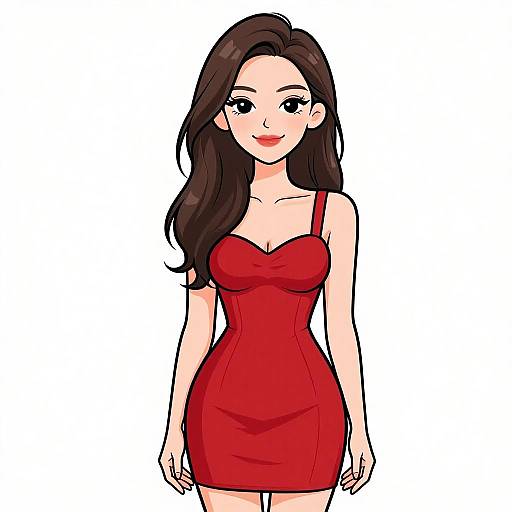 Smiling Woman in Red Mini Dress