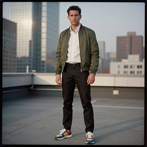 Confident Man on Urban Rooftop