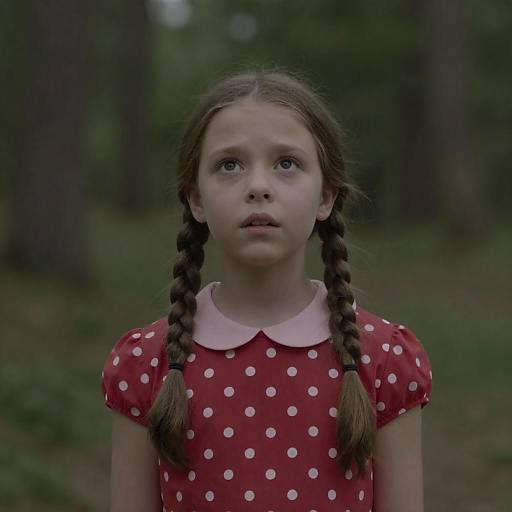 Curious Girl in Dim Forest Setting