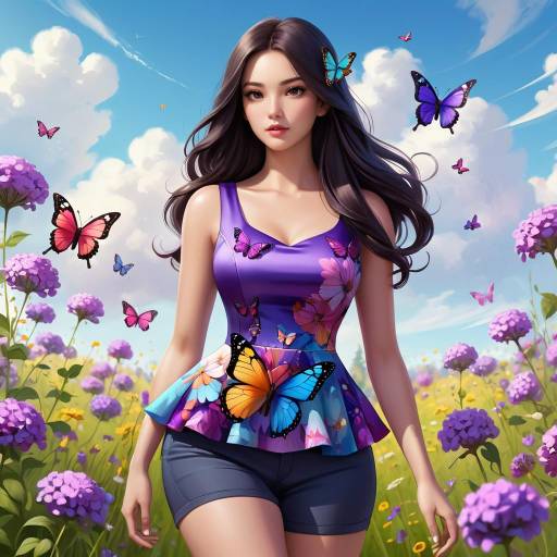 Confident Character in Colorful Meadow