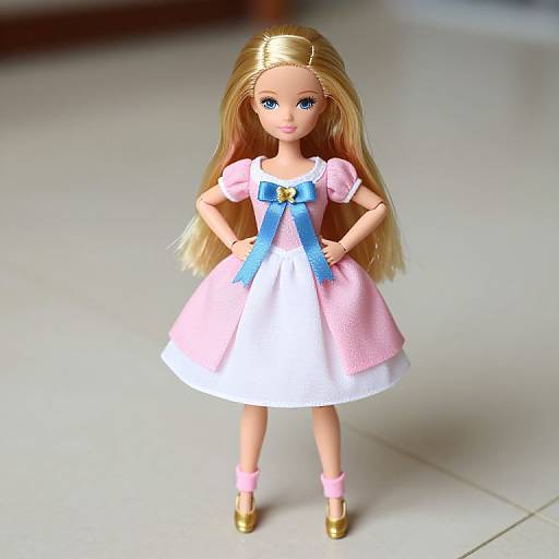 Blonde Doll in Pink Dress