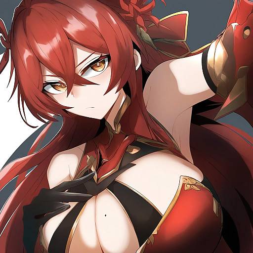 Illustration of Murata himeko (vermillion knight), honkai (series) in the style of Gin moku