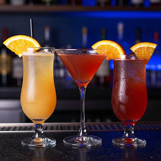 Vibrant Colorful Cocktails on Bar