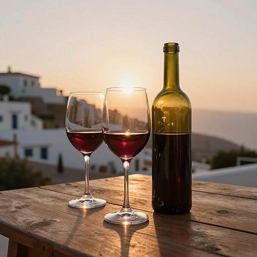Serene Sunset with Wine Glasses