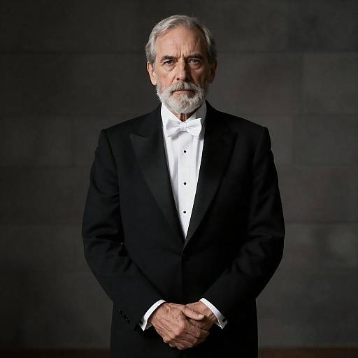 Stoic Elder in Black Tuxedo Portrait