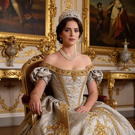 Regal Woman in Ornate Gown