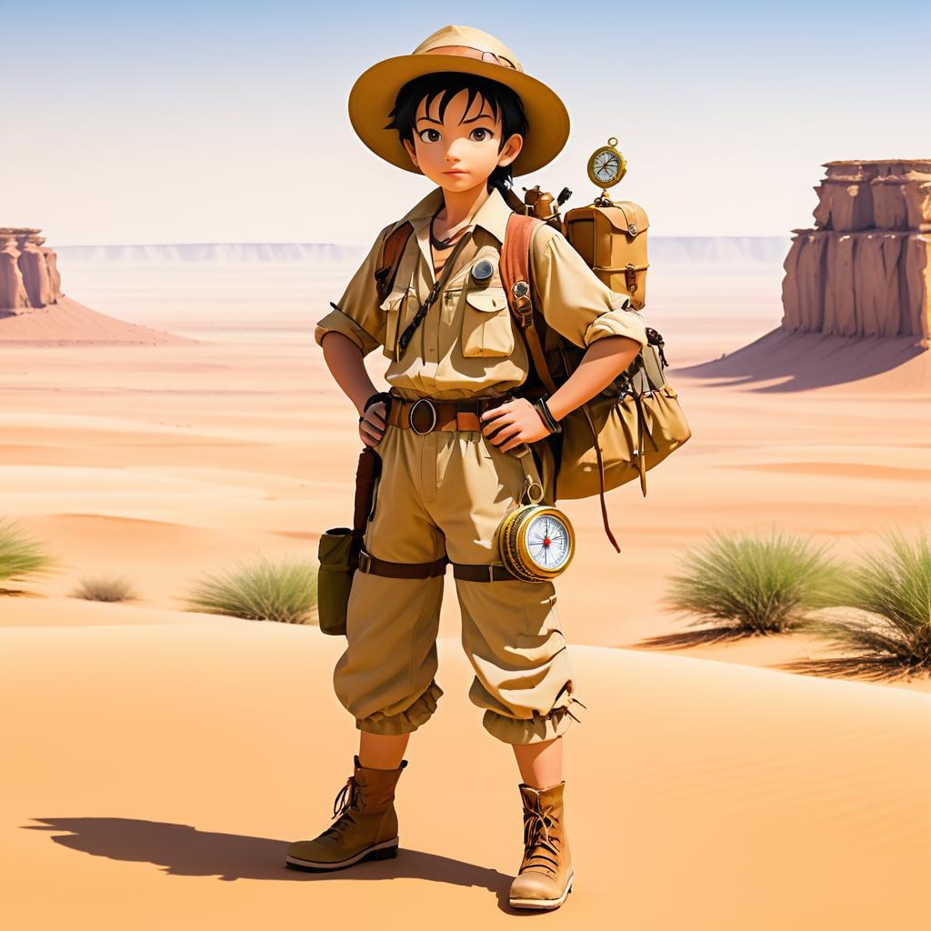 Anime Explorer in a Desert Adventure