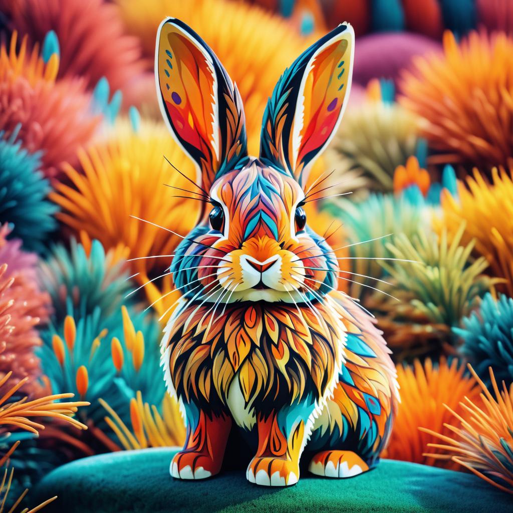 Vibrant Surreal Rabbit in Kodachrome Style