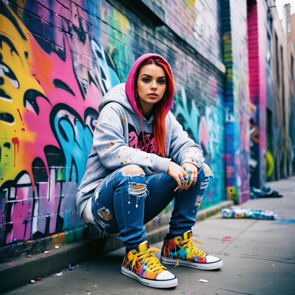 Edgy Urban Graffiti Artist Portrait