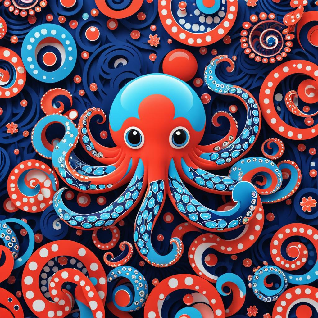 Abstract Octopus and Coral Art Logo