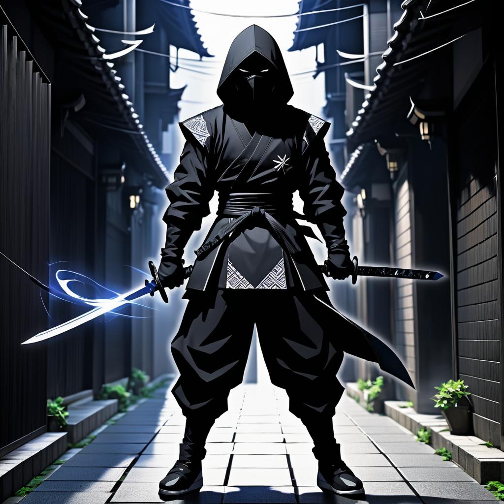 Dynamic Ninja in Shadowy Alley Action