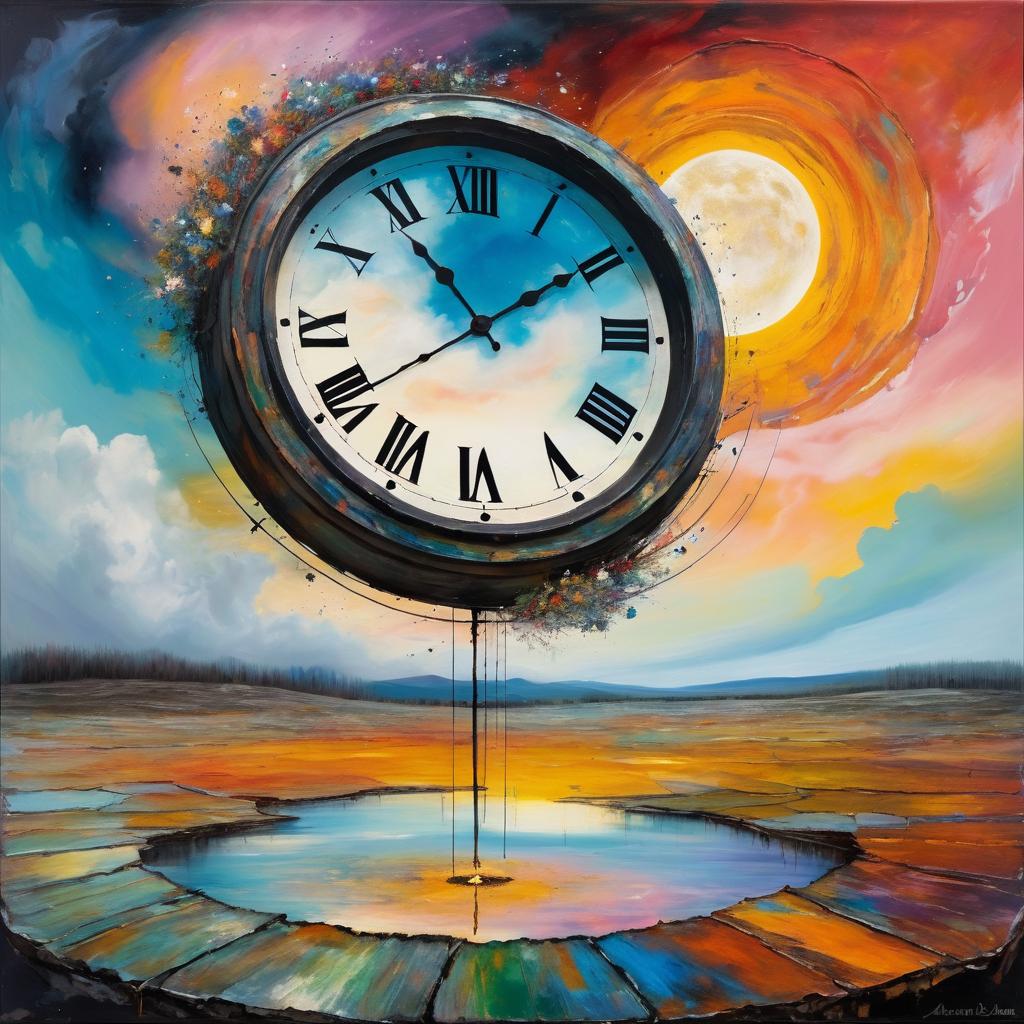 Surreal Floating Clock in Dreamscape