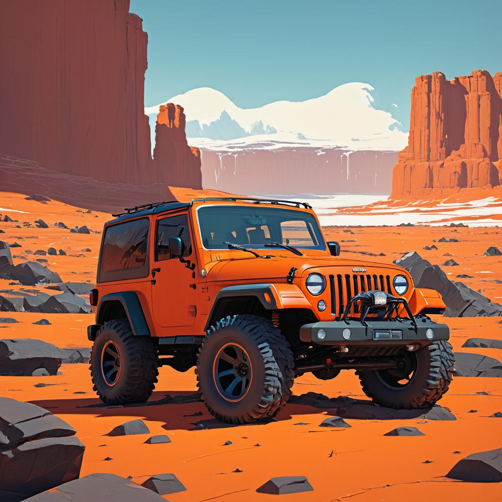 Vibrant Comic Style Rugged Jeep Artwork