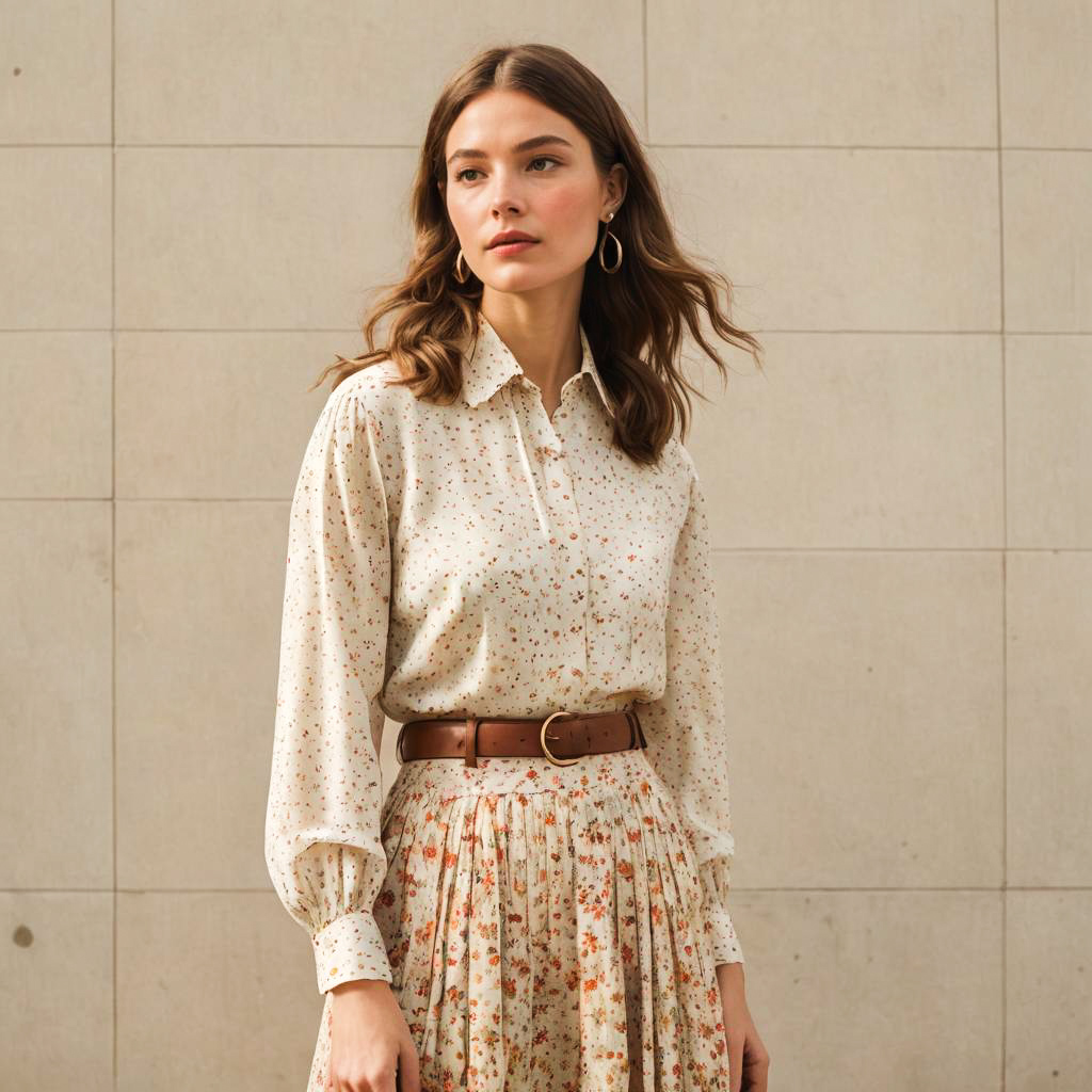 Chic Vintage-Inspired Woman in Warm Tones