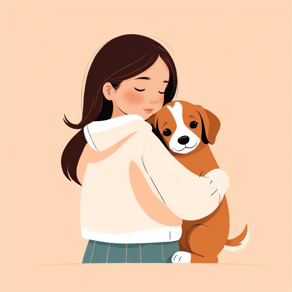 Heartwarming Hug: Girl and Puppy