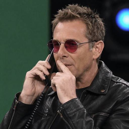 Middle-Aged Man with Corded Phone