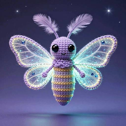 Glowing Crochet Fairy Moth Portrait