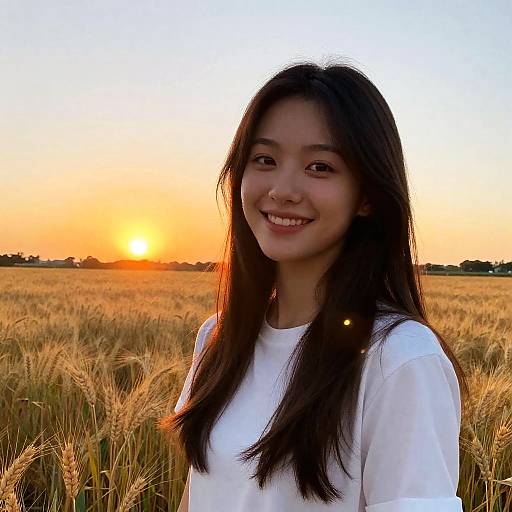 Warm Sunset Portrait in Wheat Field