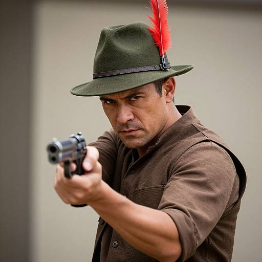 Rugged Man with Green Feathered Hat