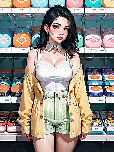 Young Woman in Casual Outfit at Retail Store