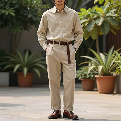 Young Man in Casual Garden Attire
