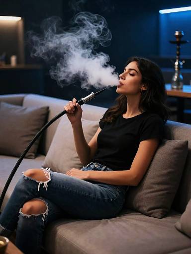 Cinematic Hookah Lounge Woman Reclining