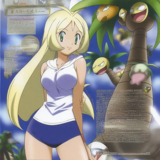 Illustration of Alolan exeggutor, pokemon in the style of Okuda yasuhiro