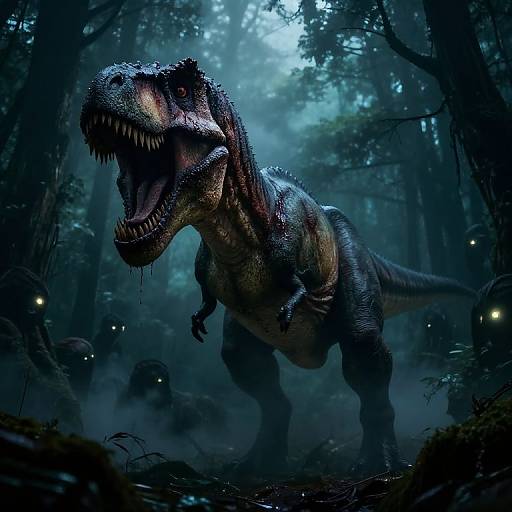 Terrifying T-Rex in Haunted Forest